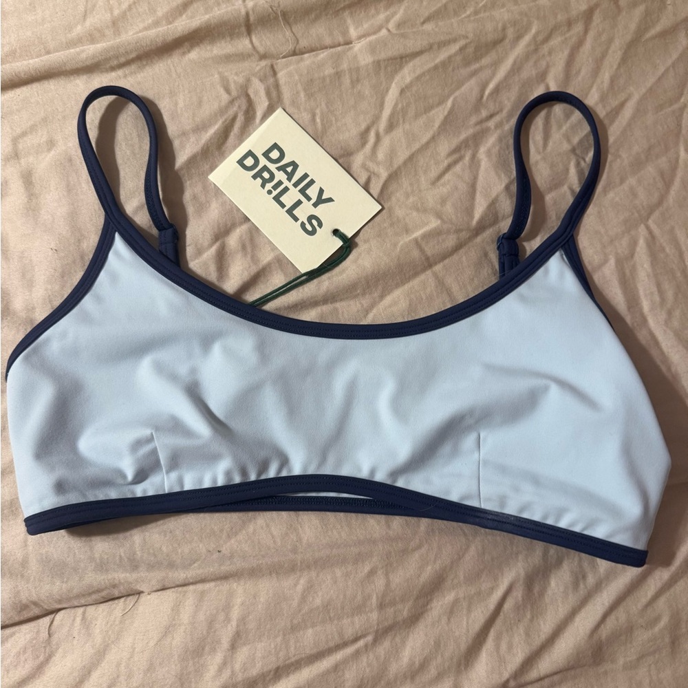 Daily Drills Go! Stretch Bra with Piping - Lake Day + Denim